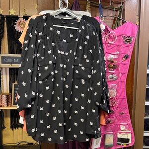 Black Cat Print Blouse Torrid Harper 5